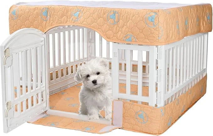 PJYuCien Dog Playpen Bottom Pad and Cover Fits for 36 Inch 4 Panels Exercise Pet Pen, Orange - Product Image