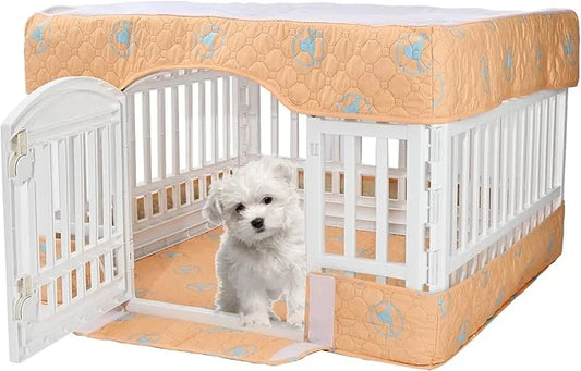 PJYuCien Dog Playpen Bottom Pad and Cover Fits for 36 Inch 4 Panels Exercise Pet Pen, Orange - Product Image
