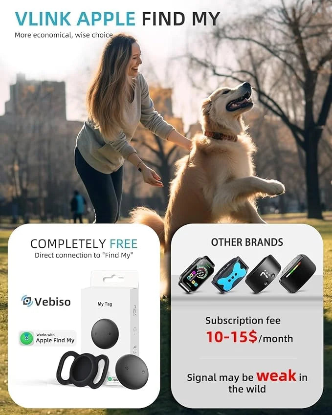 VB GPS Tracker for Dogs (2 Pack), Mini GPS Cat Tracker, Smart Pet Activity Tracker (iOS Only), No Monthly Fee, Compatible ...