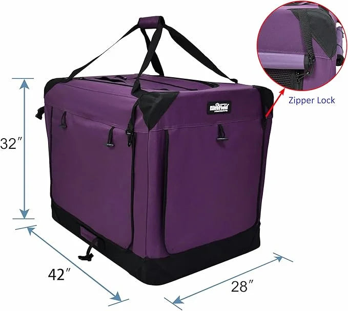 EliteField 4-Door Folding Soft Dog Crate with Curtains, Carrying Bag and Fleece Bed (2 Year Warranty), Indoor & Outdoor Pe...