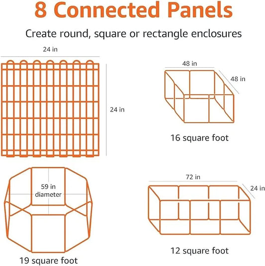 Amazon Basics Foldable Octagonal Metal Exercise Dog Playpen - Indoor/Outdoor, No Door, Extra Small (8 Panels, 24 x 24), Ea...