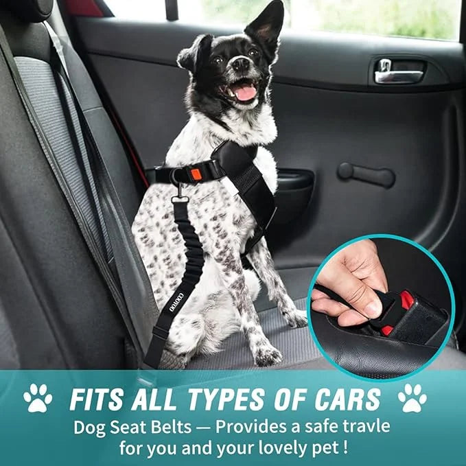 COOYOO Dog Seat Belt,3 Piece Set Retractable Dog Car Harness Adjustable Dog Seat Belt for Vehicle Nylon Pet Safety Seat Be...