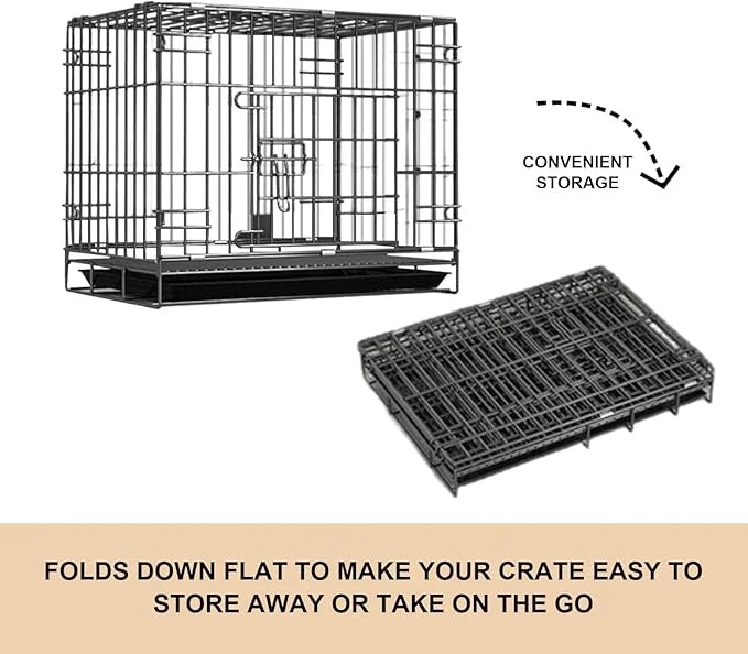 Heavy-Duty Steel Dog Crate - Foldable Single/Door Pet Kennel with Secure Lock, 19.5"x13.4"x16.3" Indoor Cage for Small/Med...
