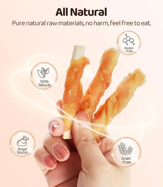 16OZ High Protein Chicken Biscuits Dog Treats, Chicken Wrapped Dog Biscuits Rawhide Free Soft Chewy Treats Training for Do...