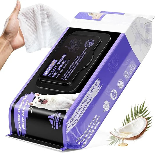 HICC PET Cleaning Deodorizing Wipes for Dogs & Cats, Vet Recommended Nourishes Smoothes Fur Pet Grooming Wipes with Fermen...