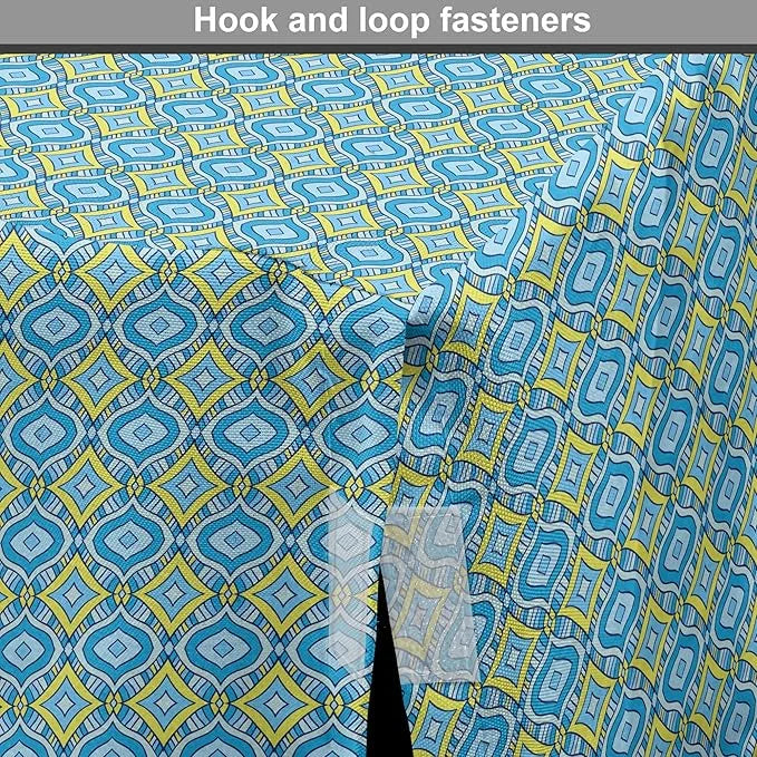 Lunarable Yellow and Blue Dog Crate Cover, Hand Drawn Abstract Ornament Rhombus Shapes Mosaic Vintage, Easy to Use Pet Ken...