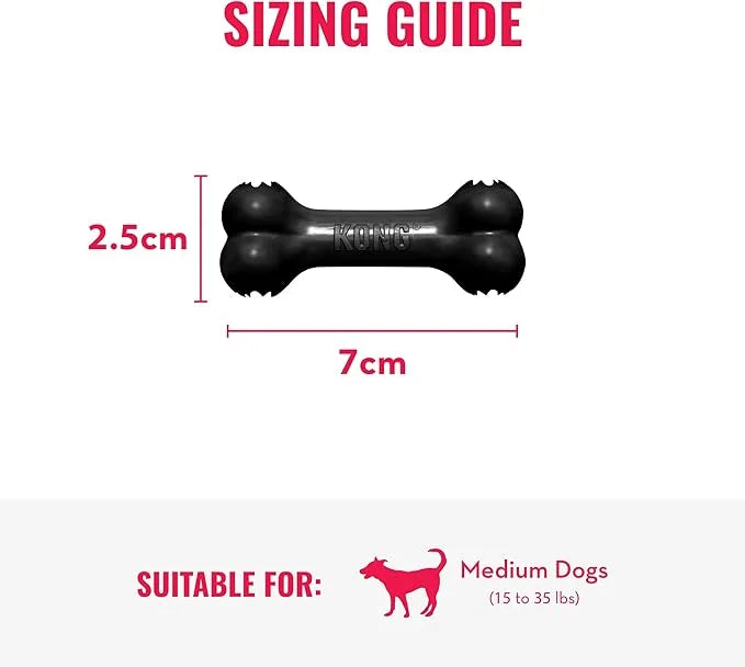 KONG - Extreme Goodie Bone - KONG's Most Durable Natural Rubber Dog Bone for Power Chewers - Black - For Medium Dogs - Pro...