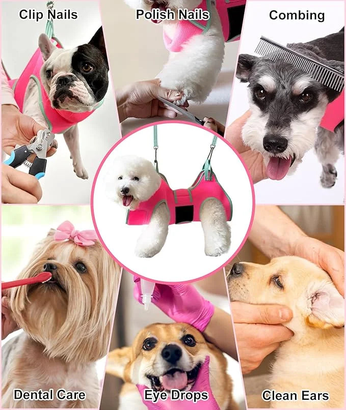 2024 New Grooming Hammock, Hanging Harness Holder for Dog Nail Clipping/Trimming, Sling With Thick Fabric Neck Support & S...