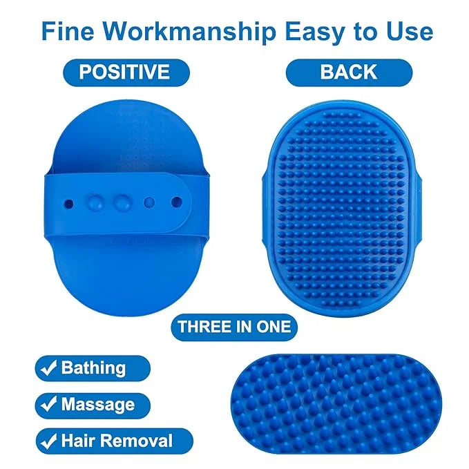 2 Pack Dog Grooming Brush, Premium Pet Bath Brush with Adjustable Ring Handle for Bathing - Massaging -Hair Removal - on W...