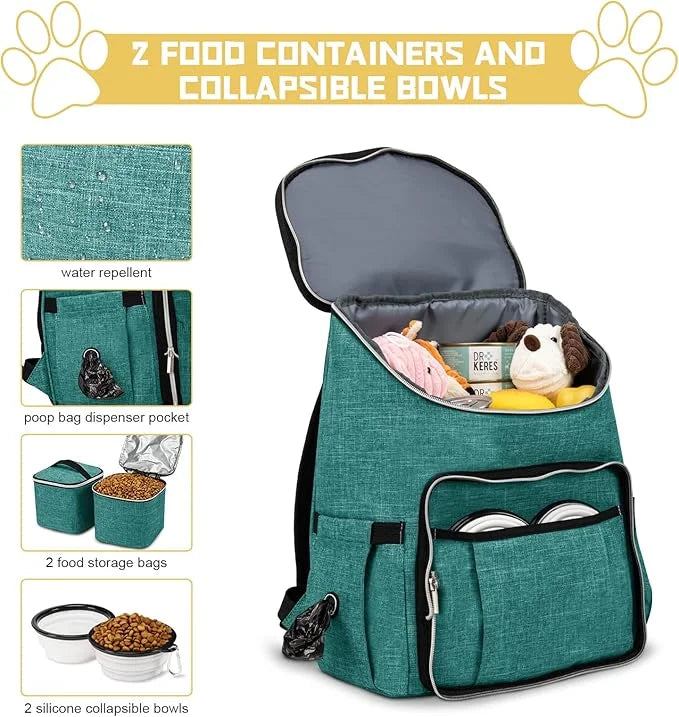 BAGLHER Travel Dog Backpack - Detachable Travel Dog Food Container for Pet Supplies Dog Gear Backpack,Dog Bag for Travelin...