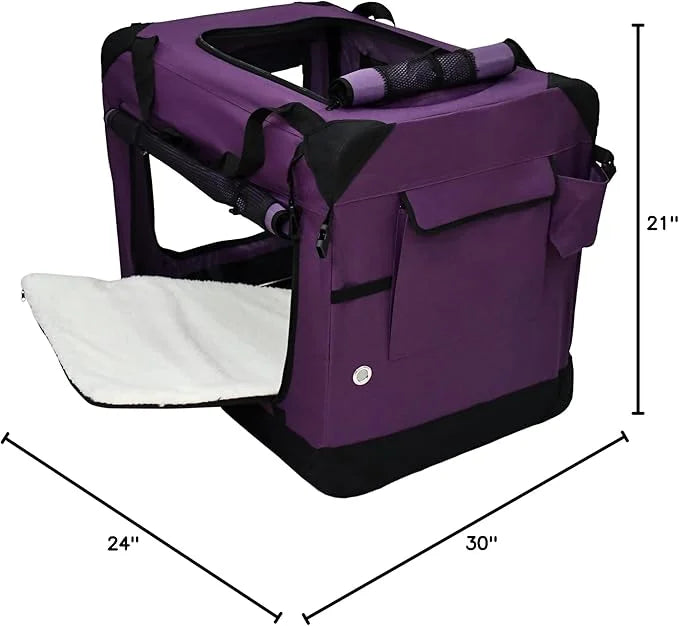 EliteField 4-Door Folding Soft Dog Crate with Curtains, Carrying Bag and Fleece Bed (2 Year Warranty), Indoor & Outdoor Pe...