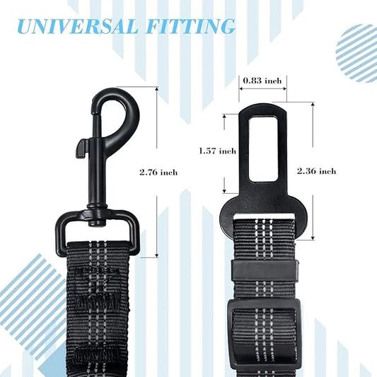 2 Pack Dog Seat Belt Adjustable Dog Car Seatbelts for Vehicle Nylon Pet Safety Seat Belt with Elastic Bungee Buffer Reflec...