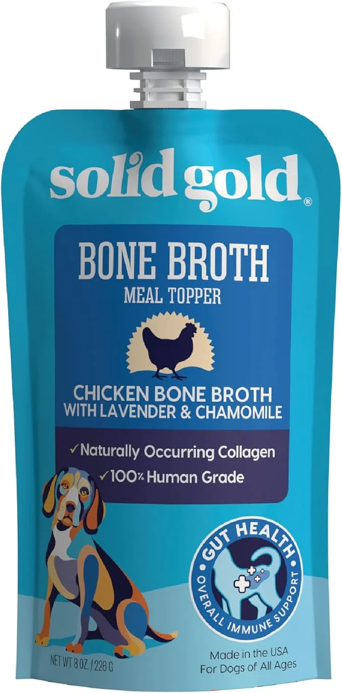 Solid Gold Chicken Bone Broth for Dogs - Grain Free Dog Food Topper Rich in Collagen and Superfoods - Nutrient Dense Dog G...