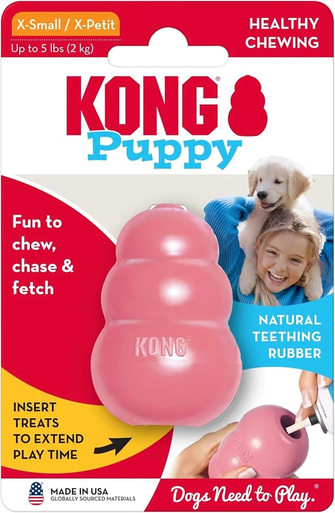 KONG Puppy - Natural Teething Rubber Chew Toy for Dogs - Stuffable Dog Toy for Extended Playtime - Chew & Fetch Toy for Pu...