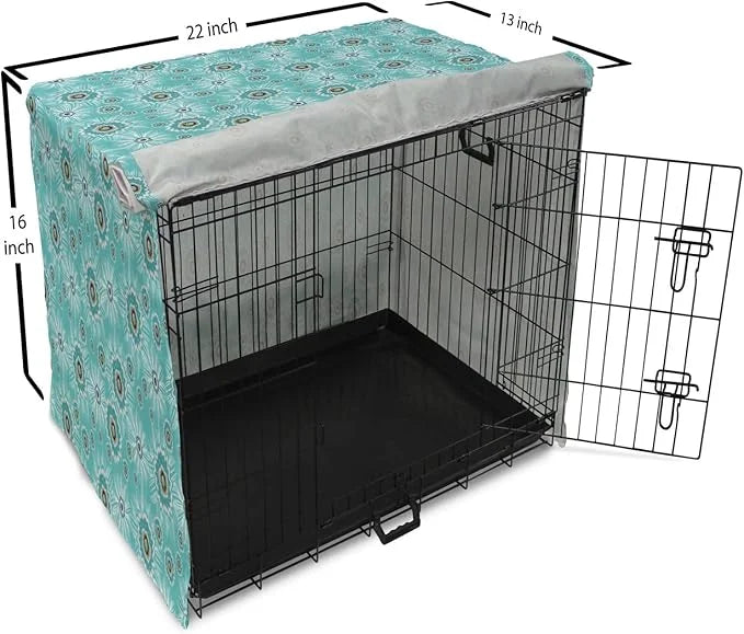 Lunarable Abstract Dog Crate Cover, Surreal and Flourishing Botanical Floral Ornaments Pattern, Easy to Use Pet Kennel Cov...