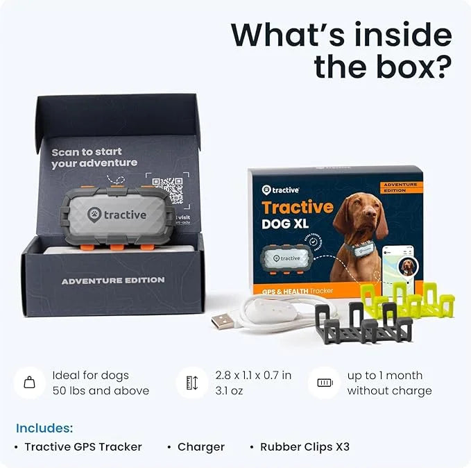 Tractive XL GPS Dog Tracker (50 lbs+) | Real-time Pet Location Tracker | Health & Wellness Alerts | Virtual Fence for Dogs...