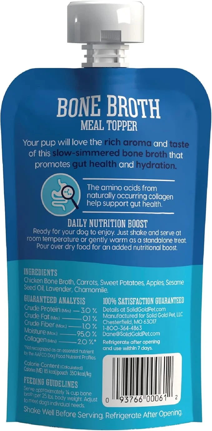 Solid Gold Chicken Bone Broth for Dogs - Grain Free Dog Food Topper Rich in Collagen and Superfoods - Nutrient Dense Dog G...