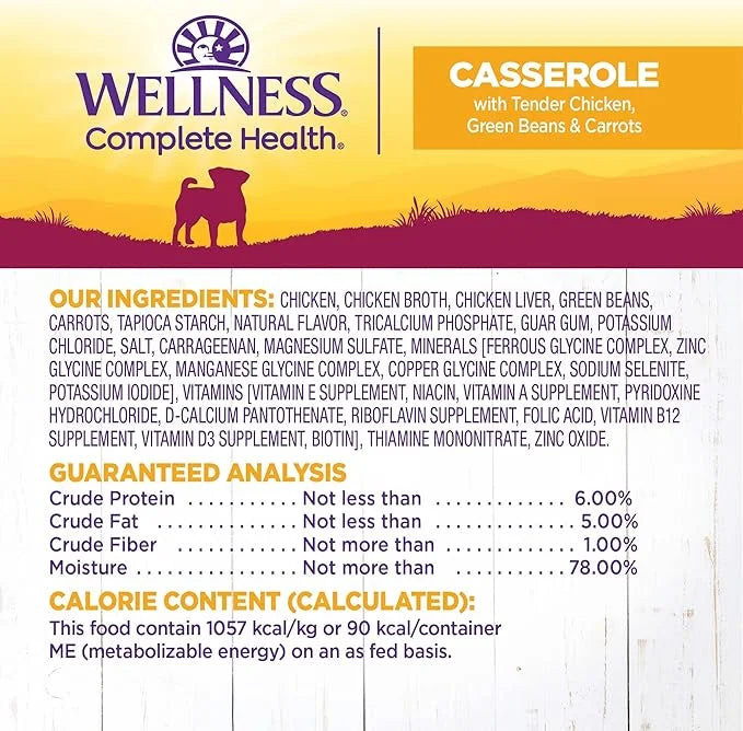 Wellness Petite Entrées Casserole with Tender Chicken, Green Beans & Carrots, 3-Ounce Cup (Pack of 12) - Product Image