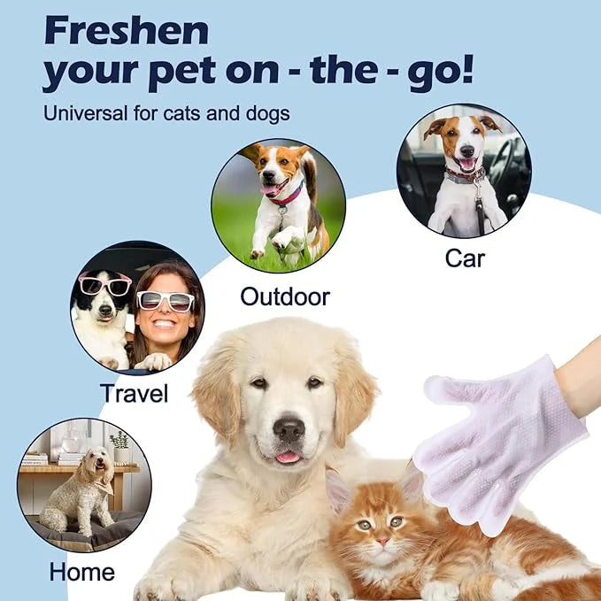 Pet Glove Wipes for Dogs, Dog Cleaning Gloves with Coconut Scented, Dual-Sided Pet Gloves Grooming for Cats with Wipes, Do...