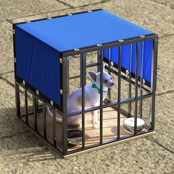 ColourTree 8' x 16' Blue Custom Size Shade Cloth with Grommets - 90% Sunblock, Durable Mesh Fabric Tarp for Dog Kennel Cov...