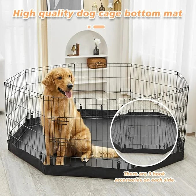 PJYuCien Dog Playpen Bottom Pad + Top Cover,Fits 24 Inch 8 Panels Regular Octagon Metal Exercise Pet Pen,Black (Note:Playp...