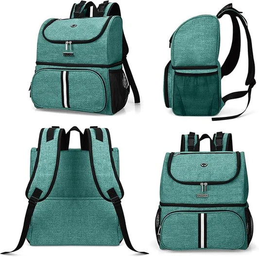 BAGLHER Pet Travel Bag, Double-Layer Pet Supplies Backpack (for All Pet Travel Supplies), Pet Travel Backpack with 2 Silic...