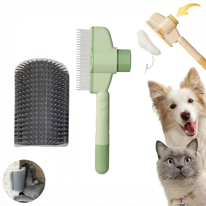 1Pcs Pet comb and Wall Corner Massage comb,for Dogs & Cats with Long & Short Stainless Steel Metal Teeth for Shedding and ...
