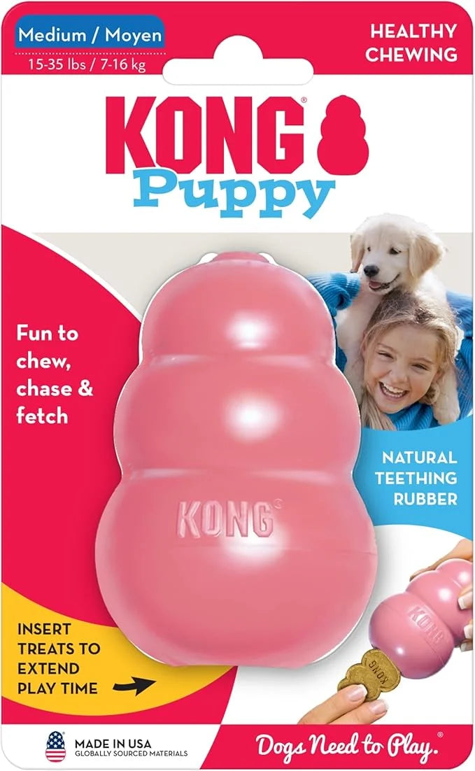 KONG Puppy - Natural Teething Rubber Chew Toy for Dogs - Stuffable Dog Toy for Extended Playtime - Chew & Fetch Toy for Pu...