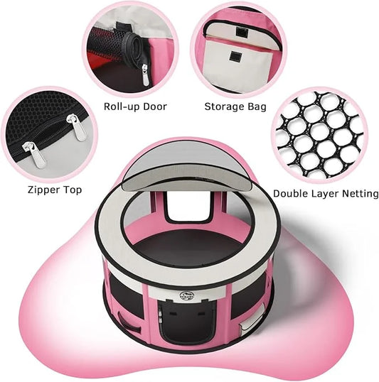 Dog Playpen Puppy Play Pen Indoors Pet Crate Small Dog Cage Portable Foldable Cat Kennel for Kitten Hamster Rabbit Bunny G...