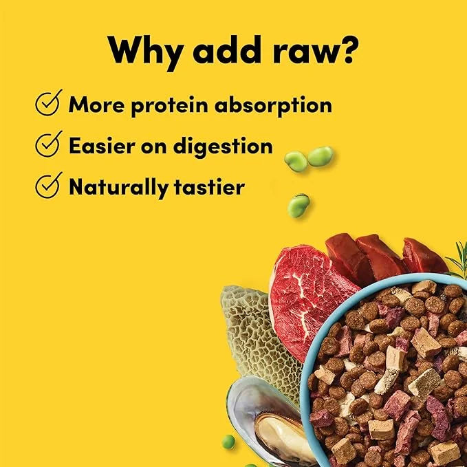RawMix33 Premium Freeze-Dried Raw Grass-Fed Beef Recipe Dog Food, Protein Rich, Includes Kibble, Non-GMO, No Wheat or Corn...