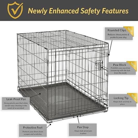 New World Newly Enhanced Single Door New World Dog Crate, Includes Leak-Proof Pan, Floor Protecting Feet, & New Patented F...