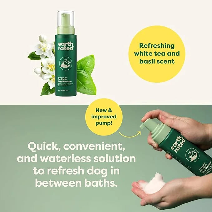 Earth Rated Waterless Dog Shampoo, Convenient No-Rinse Wash for Cleaning, Conditioning & Detangling, for All Coat Types, R...