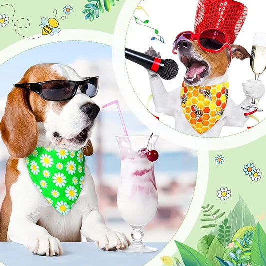 Sadnyy 40 Pcs Summer Spring Dog Bandanas Bulk for Dogs Flower Hawaiian Triangle Reversible Dog Bibs Adjustable Pet Kerchie...