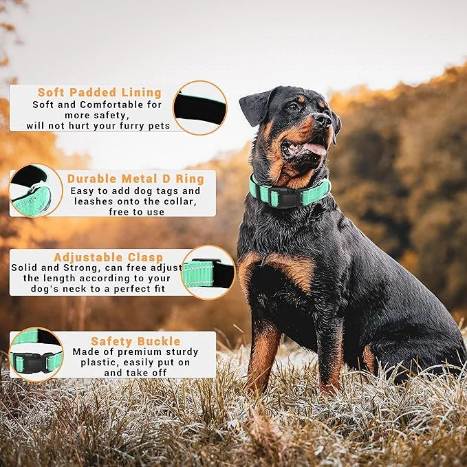 2 Pack Reflective Dog Collar with Safety Locking Buckle, Adjustable Soft Breathable Comfortable Nylon Pet Collar for Small...