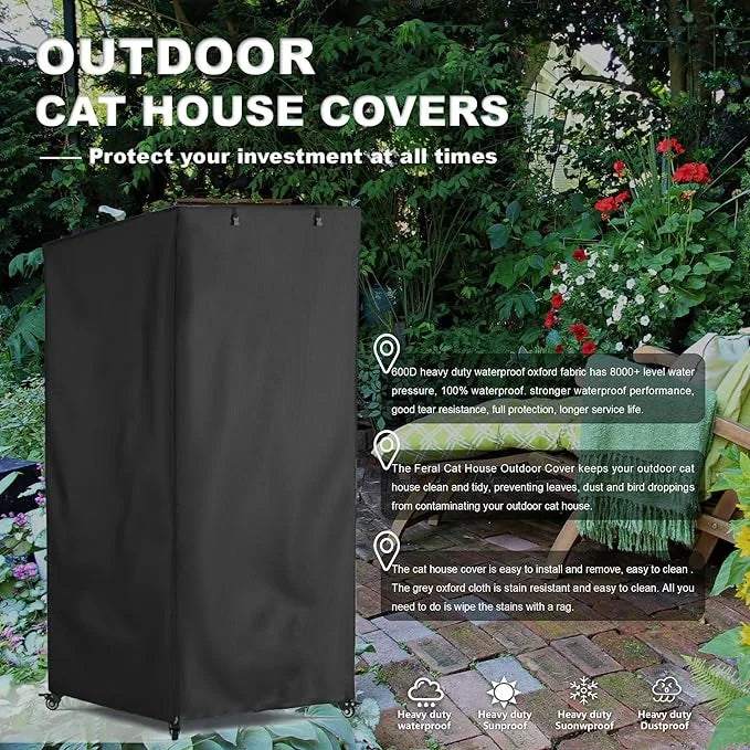 Outdoor Cat House Cover, Super Waterproof Feral Cattery Cat Cover, Cat Enclosure Cover, 600 D Heavy Duty Rain Sheet ,, 32x...