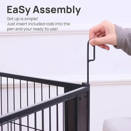 Heavy Duty Dog Playpen 32 Inch Height - Indoor Outdoor Pet Fence Enclosure for Medium and Small Dogs - Foldable Puppy Exer...