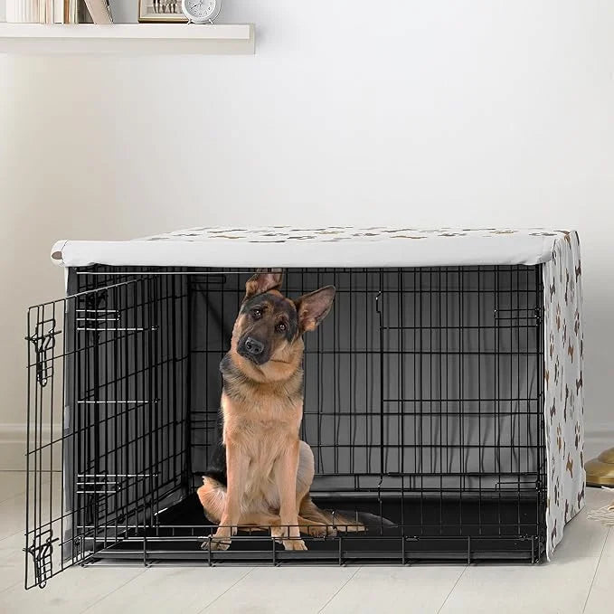 Sweet Jojo Designs 48in. Large Dog Crate Cover (Bones and Paw Prints) Pet Cage, Kennel Covers (Modern, Cartoon, Doggy, Pup...
