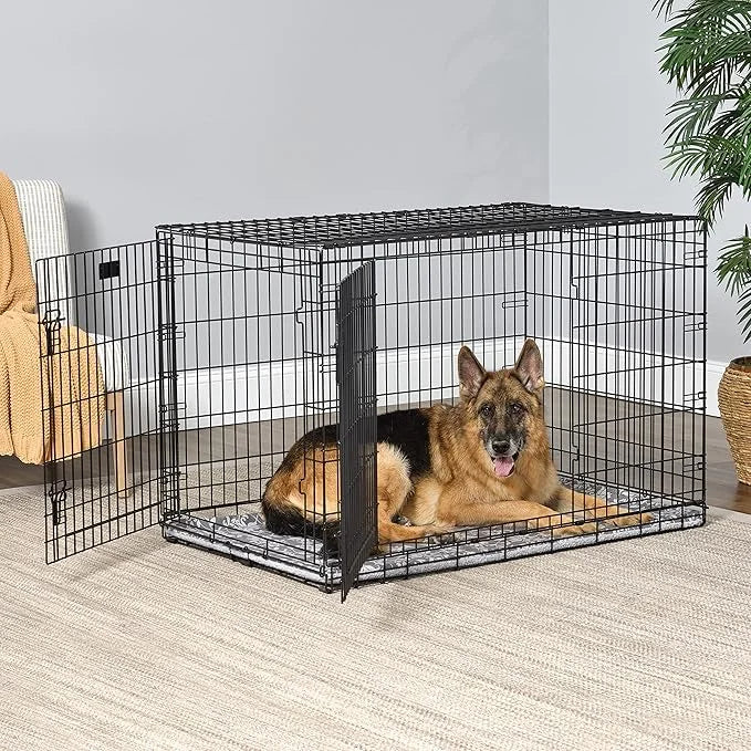 MidWest Homes for Pets Midwest Quiet Time Reversible Dog Crate Pan Cover, Fits Dog Crate Pans, 48" Gray Floral/Fleece, Pan...