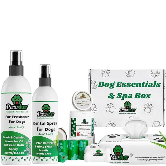 Ultimate Dog Wellness Pack: Fur Spray, Dental Care (Spray & Wipes), Paw Balm and Dog Wet Wipes - Product Image