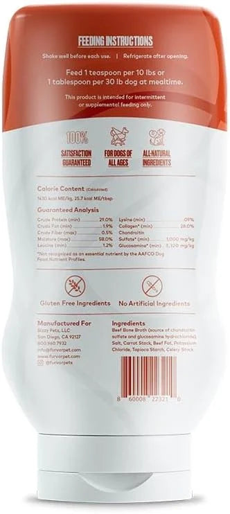 Beef Bone Broth for Dogs - Collagen Protein Supplement for Digestion, Mobility, Coat, Immune System, Healthy Dog Food Topp...