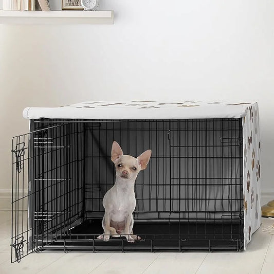 Sweet Jojo Designs 24in. Small Dog Crate Cover (Bones and Paw Prints) Pet Cage, Kennel Covers (Modern, Cartoon, Doggy, Pup...