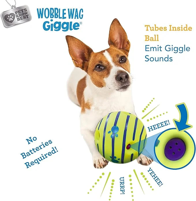 Wobble Wag Giggle Ball 2 Pack- Interactive Dog Toy, Fun Giggle Sounds When Rolled or Shaken, Pets Know Best, 1 Original & ...