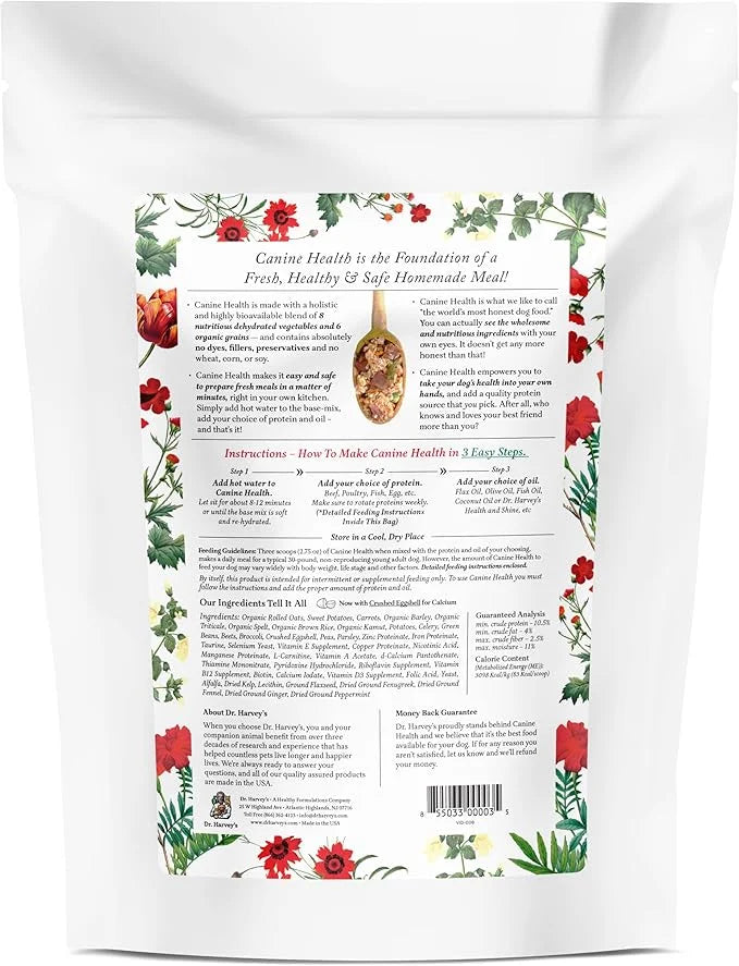Dr. Harvey's Canine Health Miracle Dog Food, Human Grade Dehydrated Base Mix for Dogs with Organic Whole Grains and Vegeta...