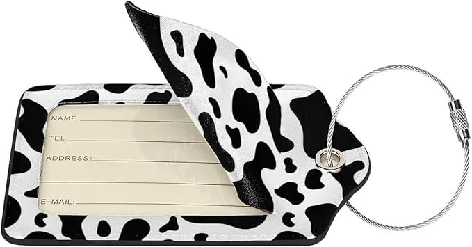 2 Pcs Cow Print Luggage Tag for Suitcase, Identifiers Privacy Cover ID Label with Steel Loop, Cute Cow Decor Tags Birthday...