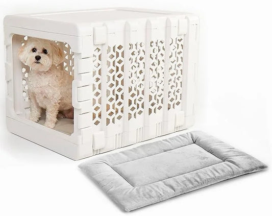 KindTail PAWD Collapsible Puppy and Dog Crate + Washable Bed - Stylish Pet Kennel with Comfortable Pad - Safe Indoor Set -...