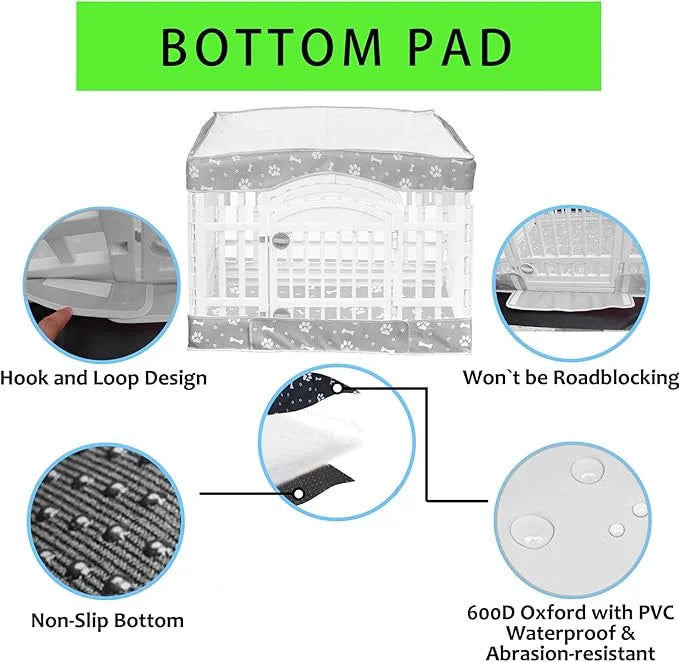 2 Pack Dog Playpen Cover and Bottom Pad Fits for 36 Inch 4 Panels Pet Playpen, Dog Crate Pad Puppy Play Pen Cover, Hoop an...