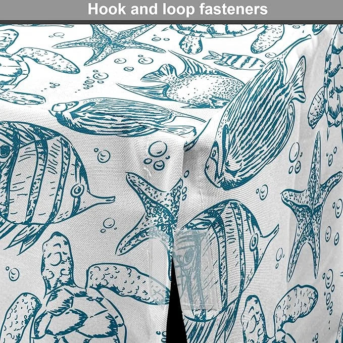 Lunarable Under The Sea Dog Crate Cover, Hand Drawn Sketch Art Style Fauna of The Sea Turtle Starfish and Fishes, Easy to ...