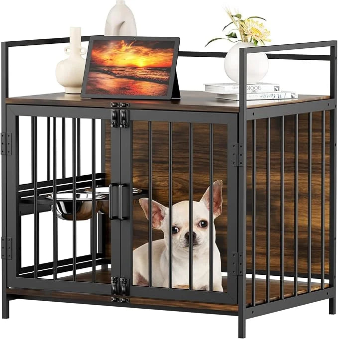 ROOMTEC Dog Crate Furniture-Style Cages for Small Dogs Indoor Heavy Duty Super Sturdy Dog Kennels with 2 Stainless Steel B...