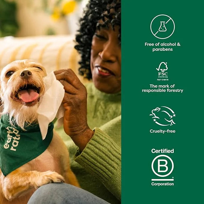 Earth Rated Hypoallergenic Dog Grooming Wipes for at Home & On-The-Go, for Paws, Body & Butt, Includes 4 Travel and Full S...
