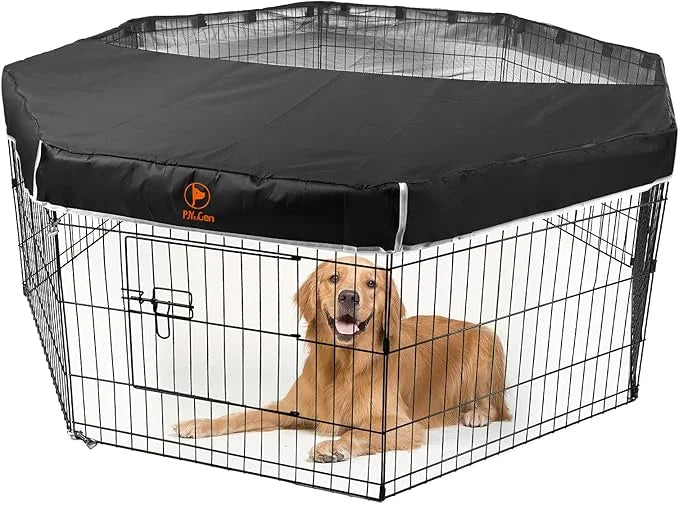 PJYuCien Dog Playpen Mesh Top Cover, Fits 24 Inch 8 Panels Regular Octagon Metal Exercise Pet Pen, Adhesive Tape Connectio...